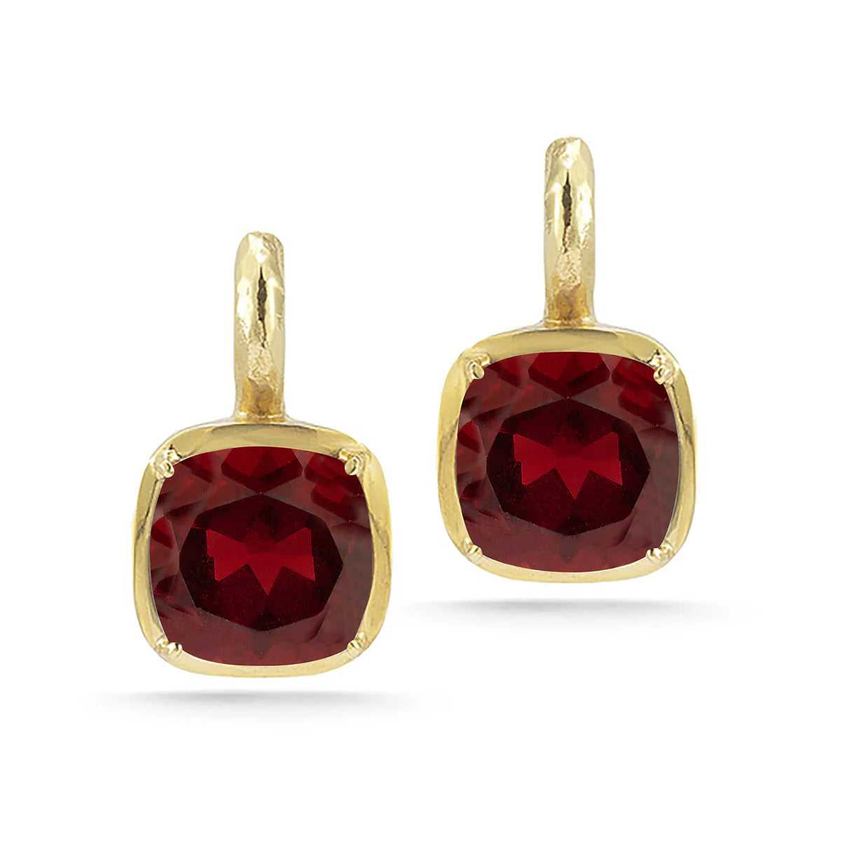 14K Gold 10.8CT Drop Garnet Color Earrings - Yellow