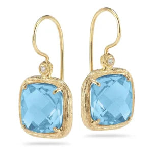 14K Gold 0.04 Diamond & 7.2CT Amethyst Earrings - White