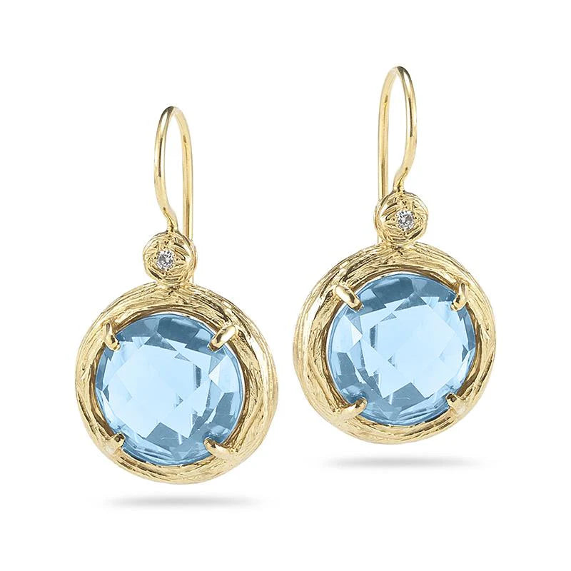 14K-W BLUE TOPAZ GALLERY EARR. 0.03CT