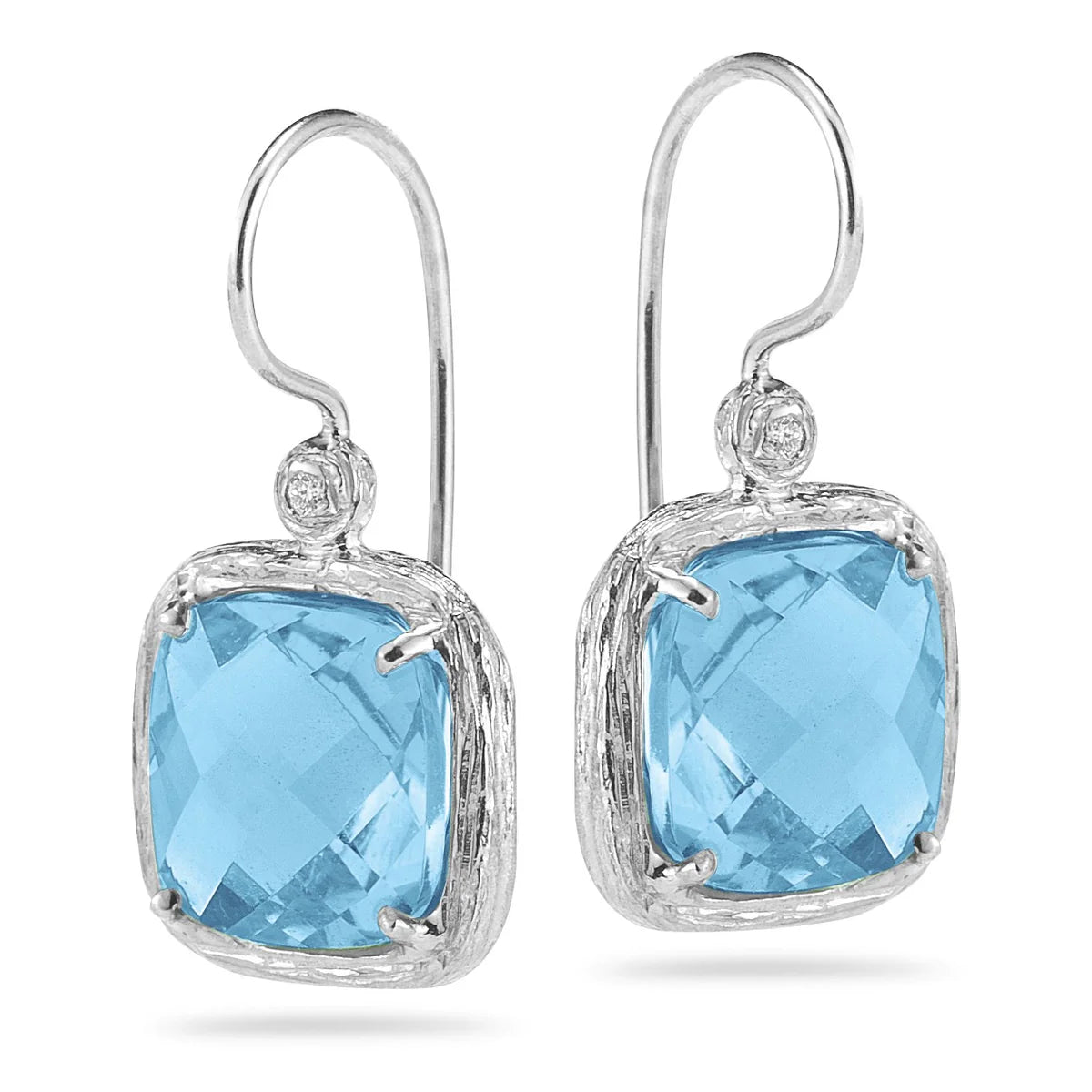 14K-W BLUE TOPAZ GALLERY EARR. 0.05CT