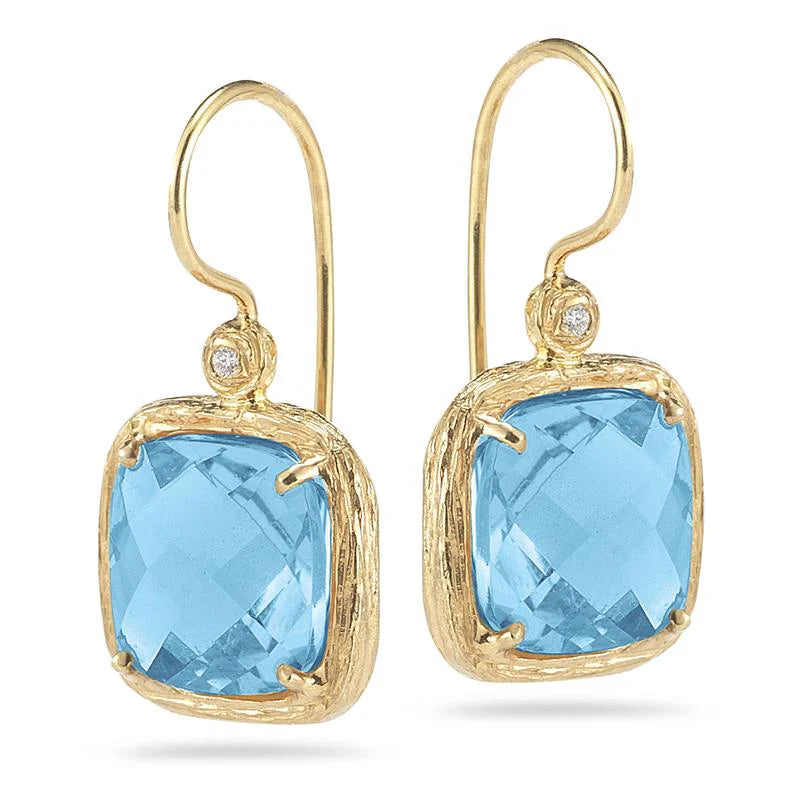 14K-W BLUE TOPAZ GALLERY EARR. 0.05CT