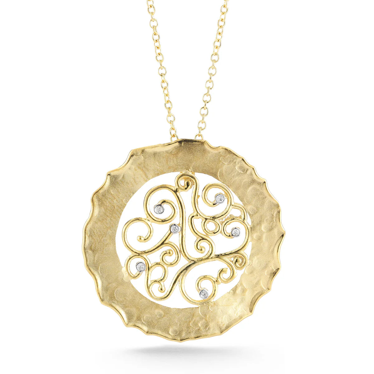 14K-Y 30mm FILIGREE PENDANT 0.05 CARAT