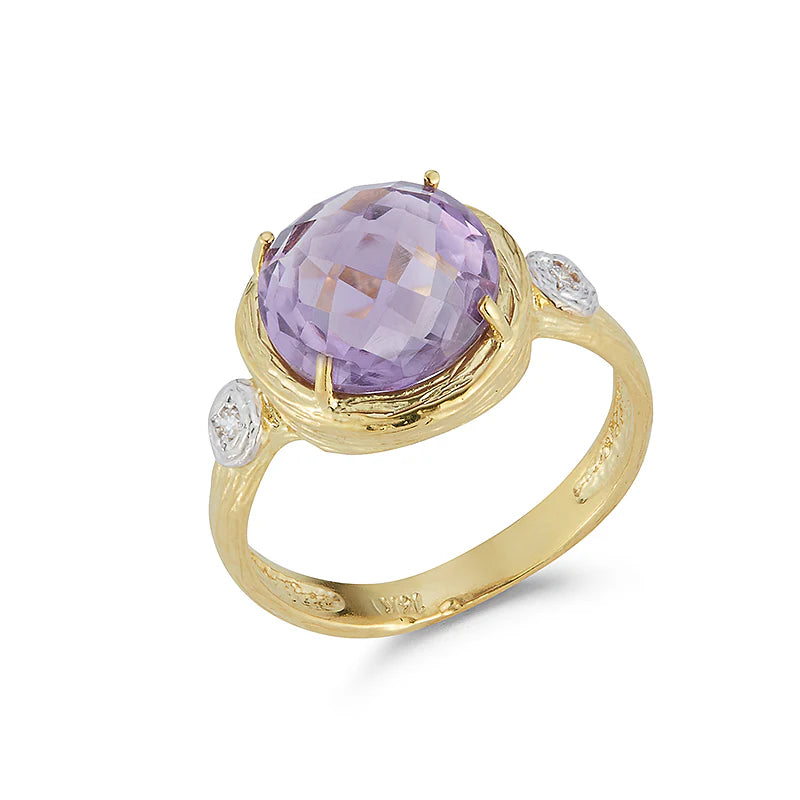 14K-Y AMETHYST COCKTAIL RING, 0.03CT