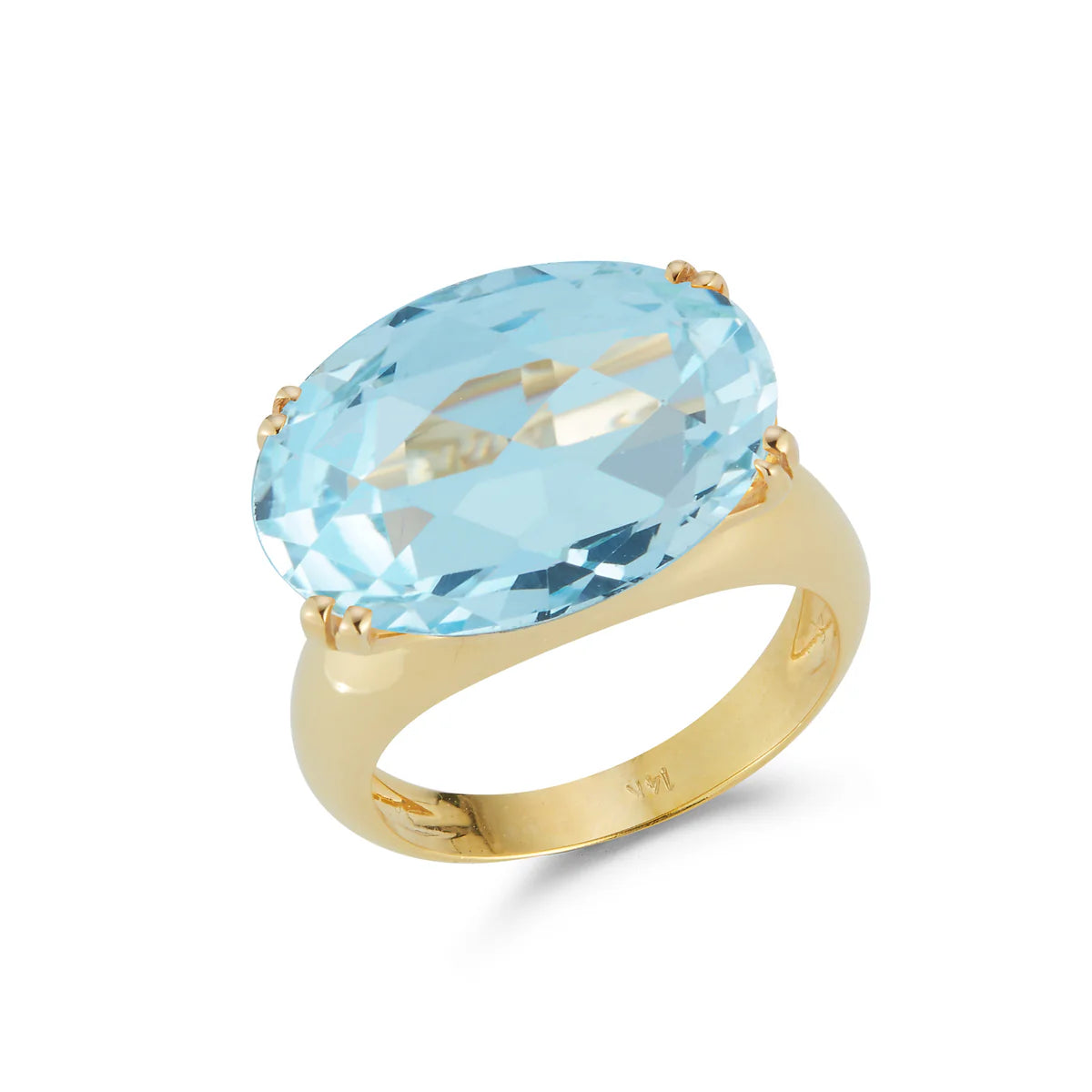 14K-Y BLUE TOPAZ COCKTAIL RING