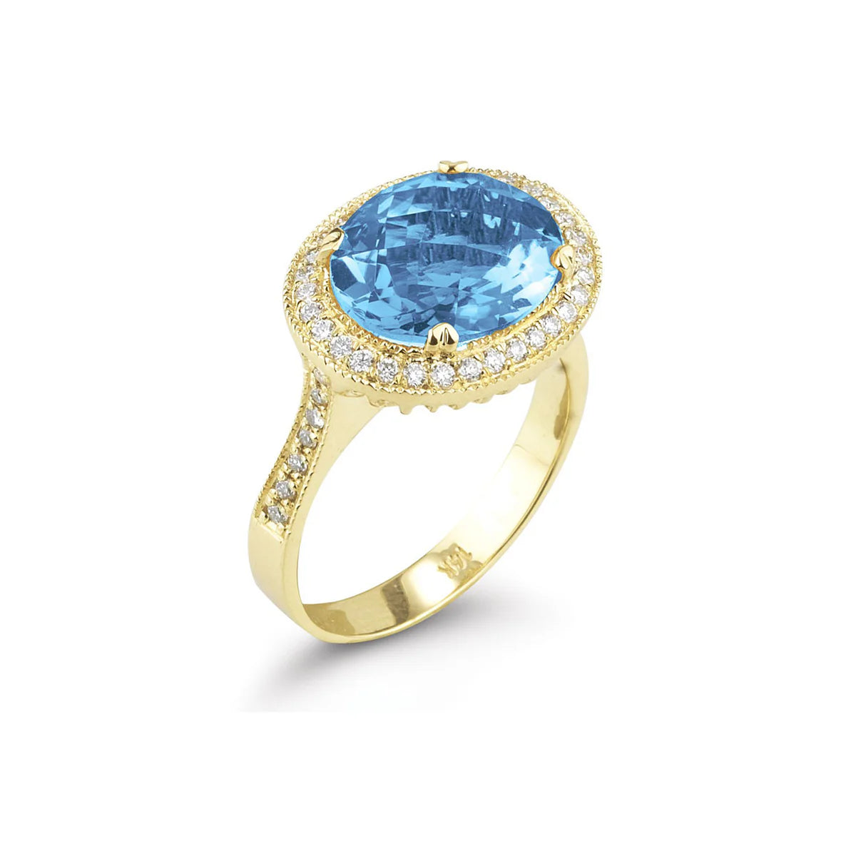 14K-Y BLUE TOPAZ COCKTAIL RING, 0.45CT