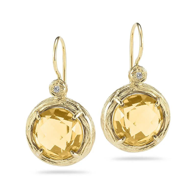 14K-Y CITRINE GALLERY EARR. 0.03CT