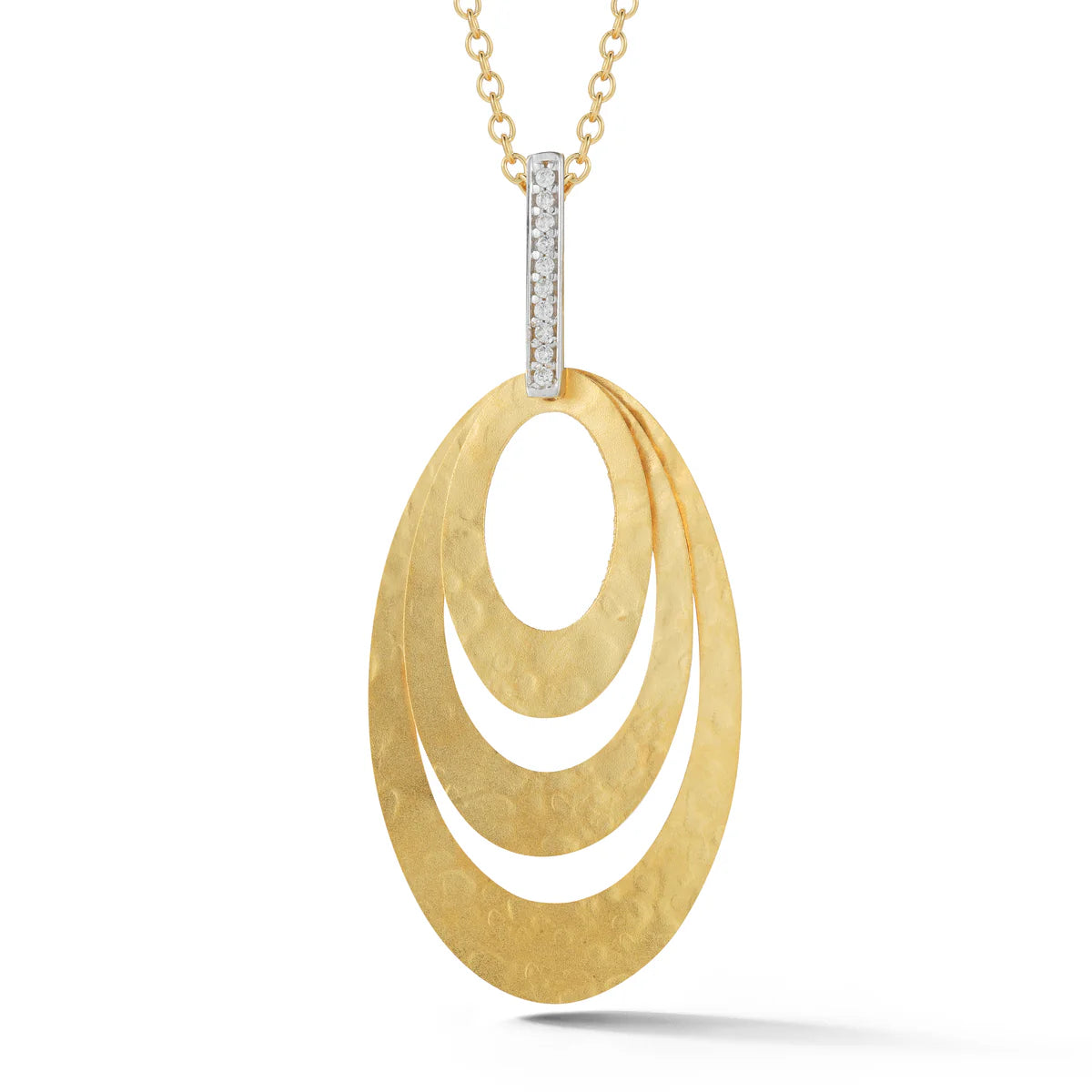14K-Y CONCENTRIC OVAL PENDANT 0.06 CARAT