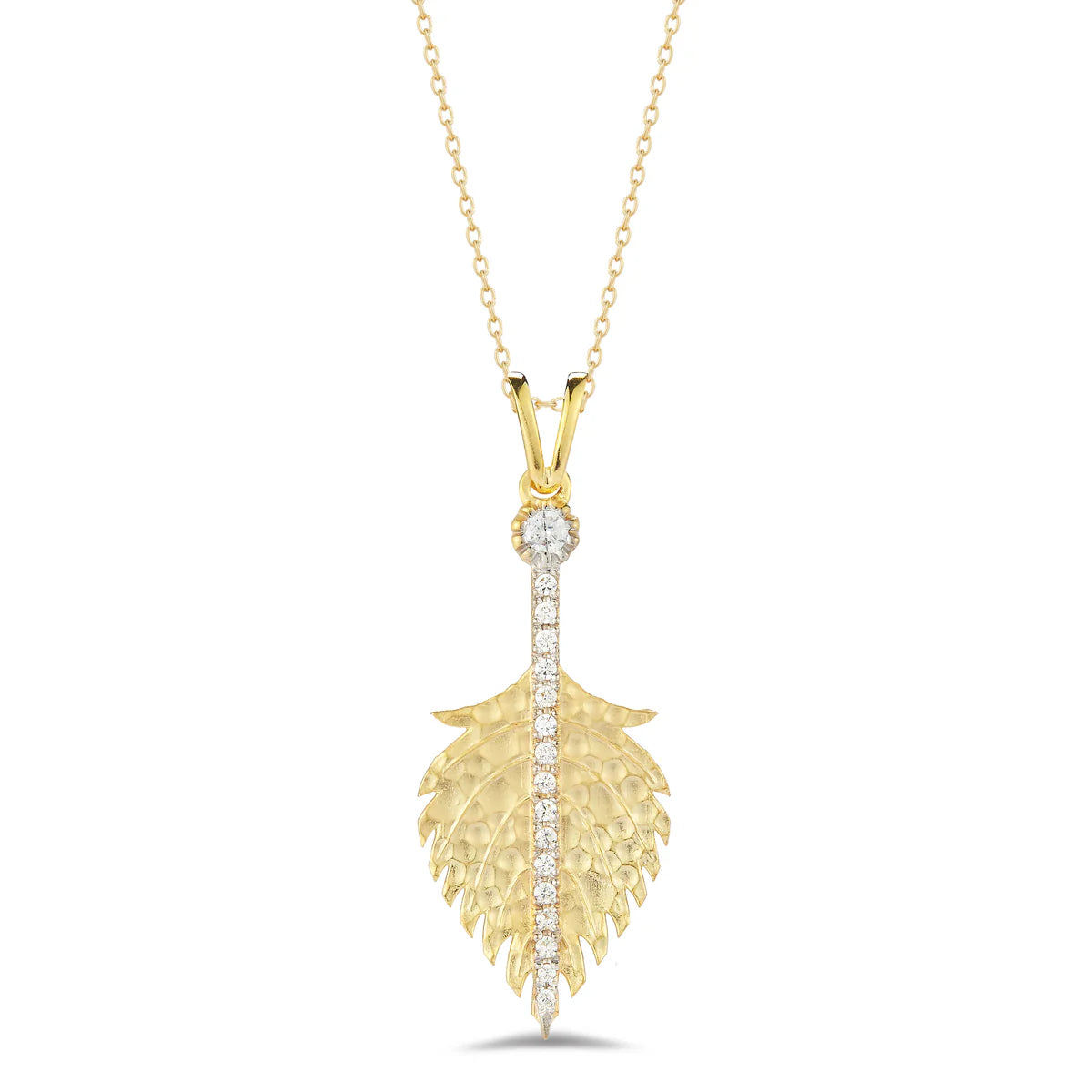 14K-Y FEATHER PENDANT 0.15 CARAT