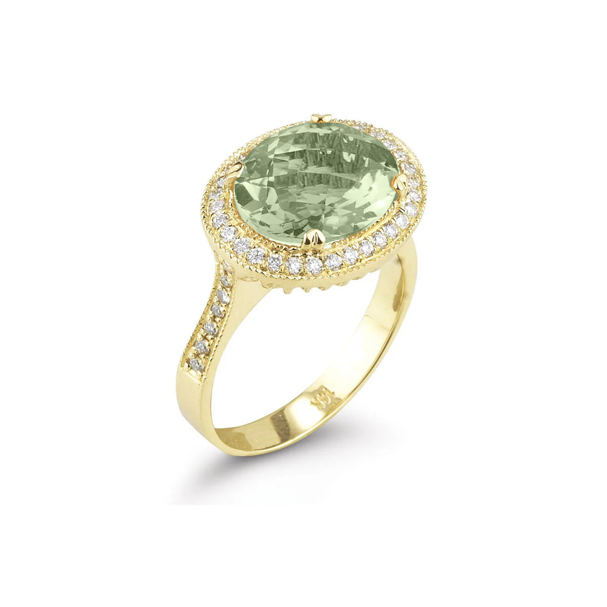 14K-Y GREEN AMETHYST COCKTAIL RING, 0.45CT