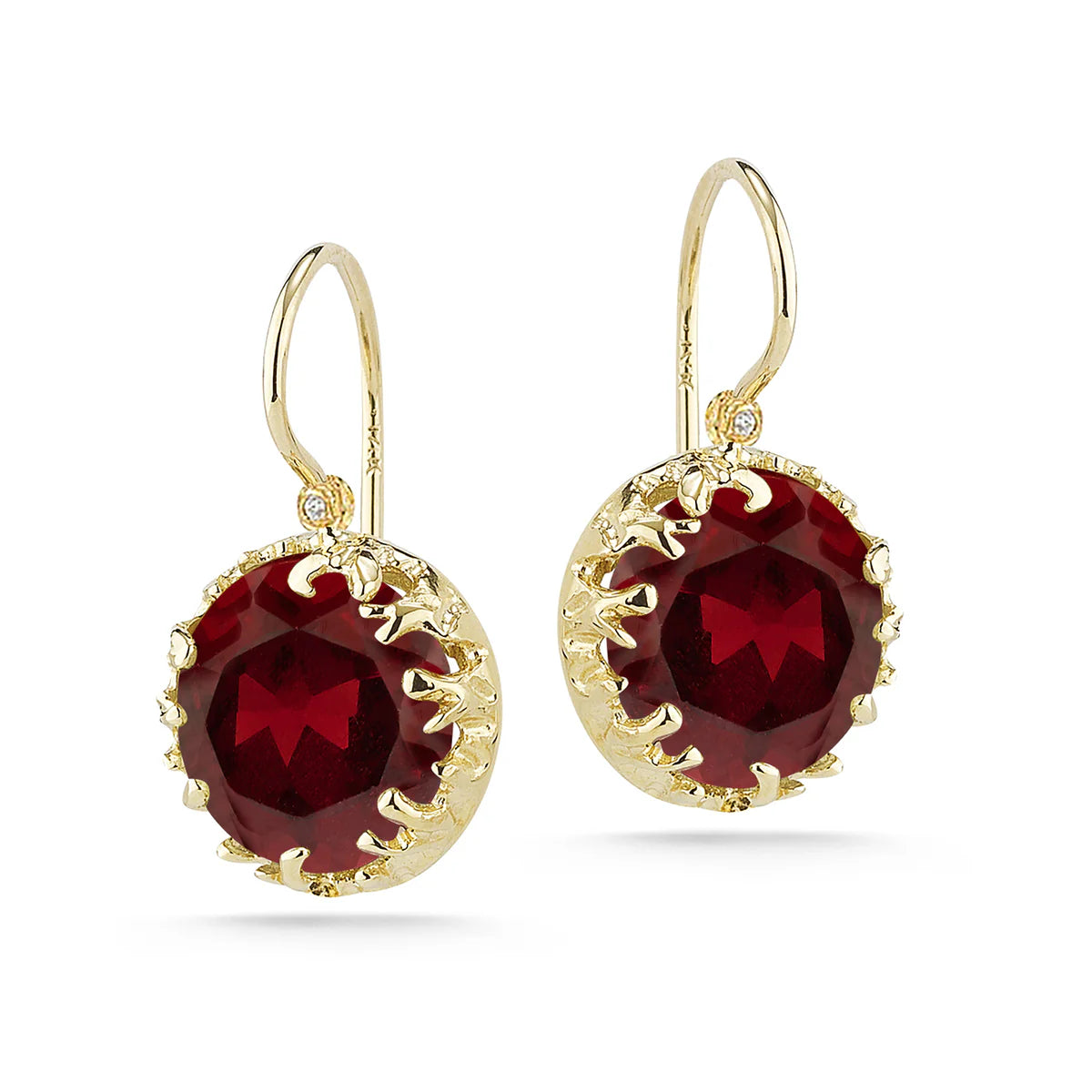 14K Gold 0.03 ct. tw. Diamond & 9.8CT Garnet Earrings