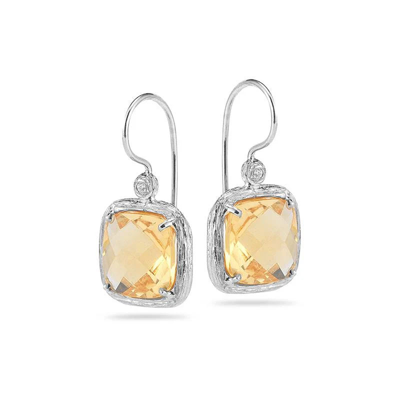 14K Gold 0.04 ct. tw. Diamond & 7.2CT Citrine Earrings