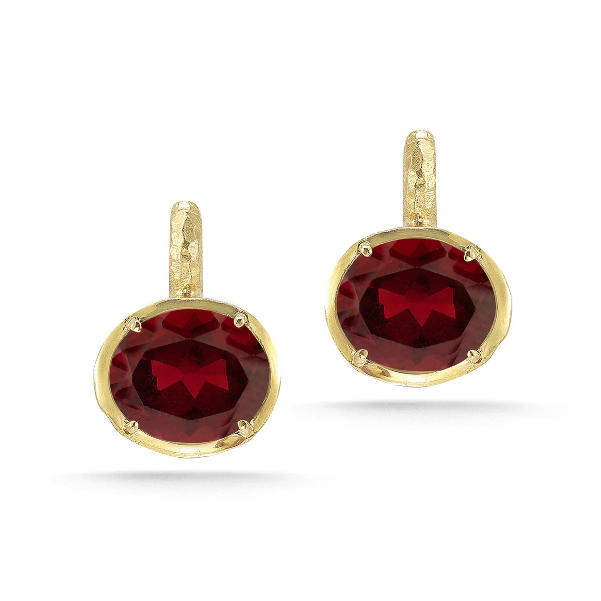 14K Gold 13.6CT Garnet Color Stone Earrings