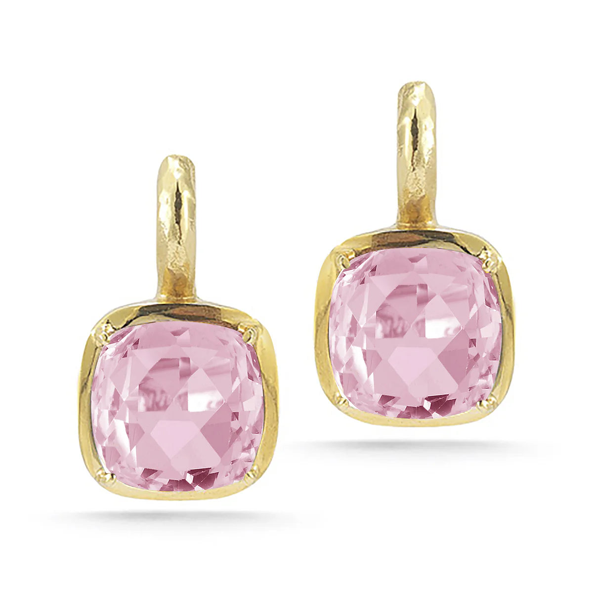 14K Gold 6.7CT Drop Rose Quartz Color Earrings