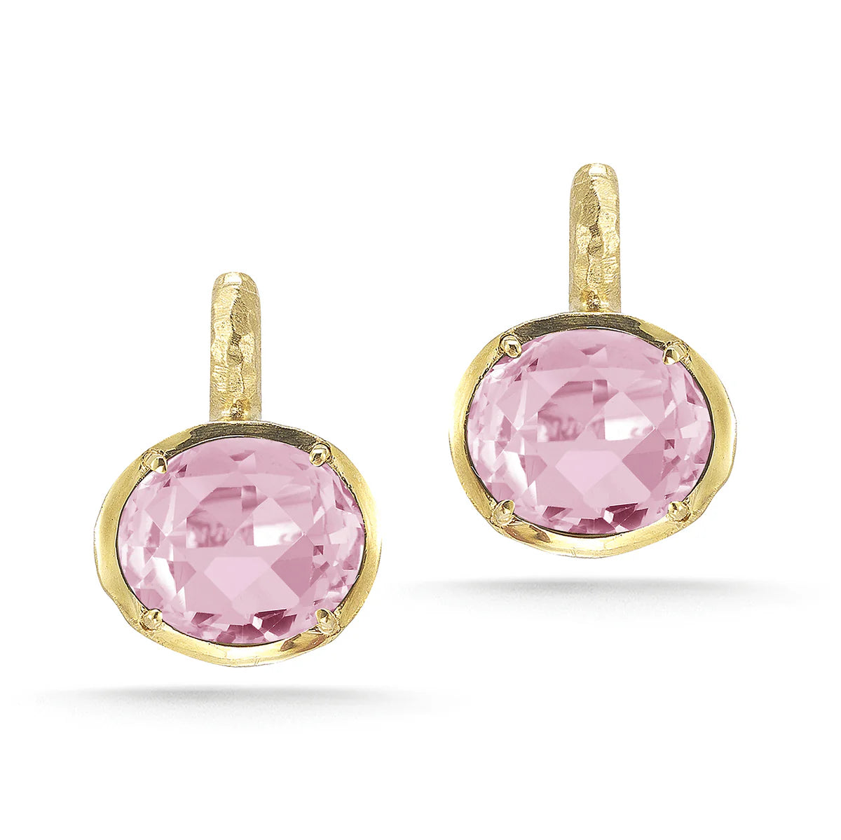 14K Gold 9.5CT Rose Quartz Color Stone Earrings