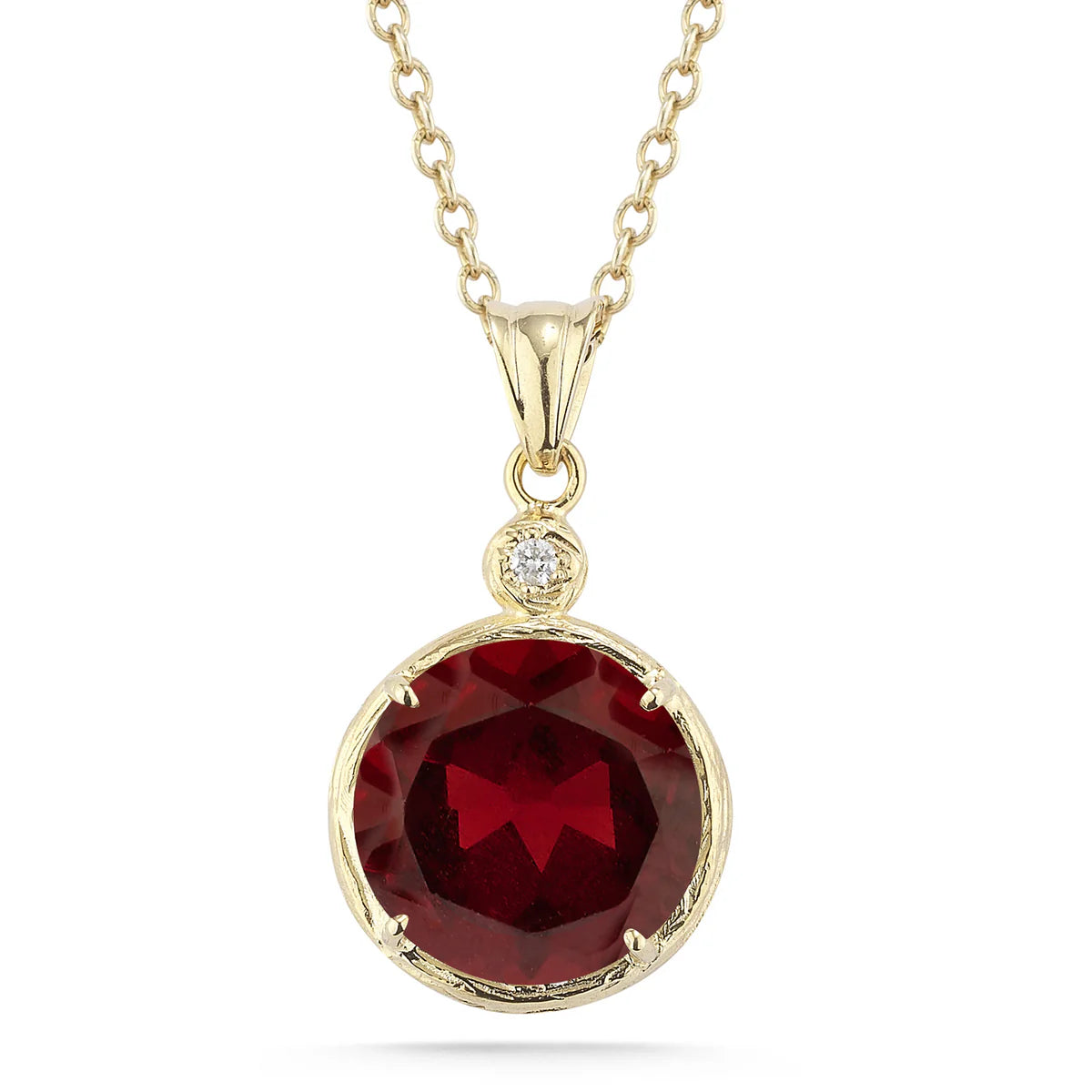14K Gold 0.015 ct. tw. Diamond & 4.9CT Garnet Color Pendant
