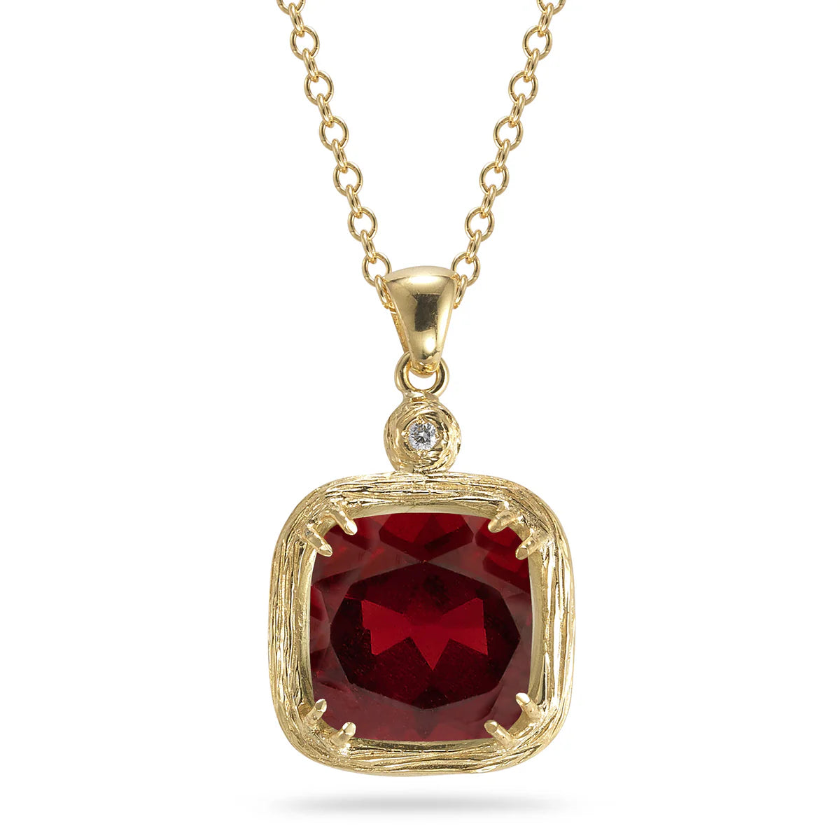14K Gold 0.02 ct. tw. Diamond & 5.4CT Garnet Pendant