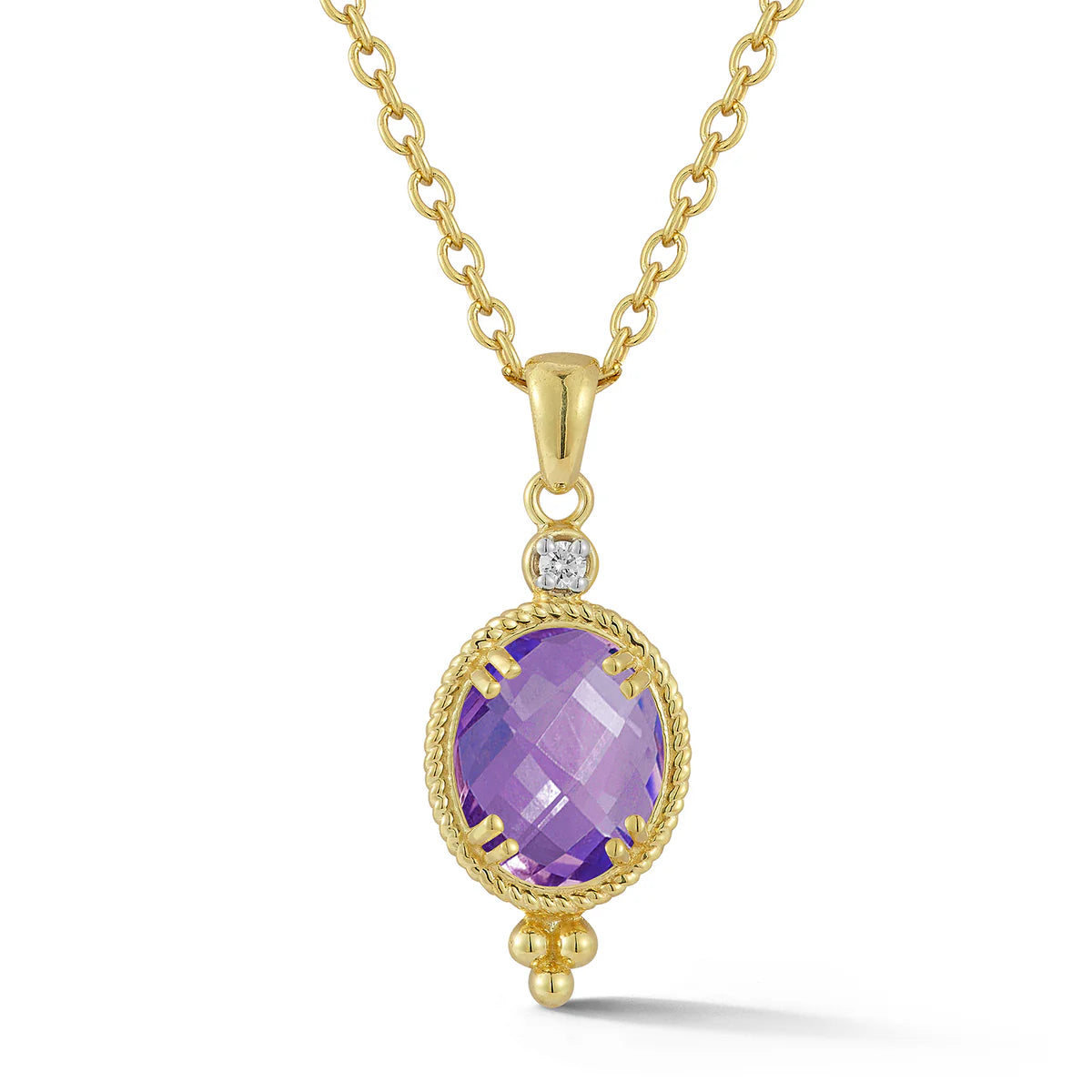 14K Gold 0.035 ct. tw. & 2.45CT Amethyst Color Stone Pendant