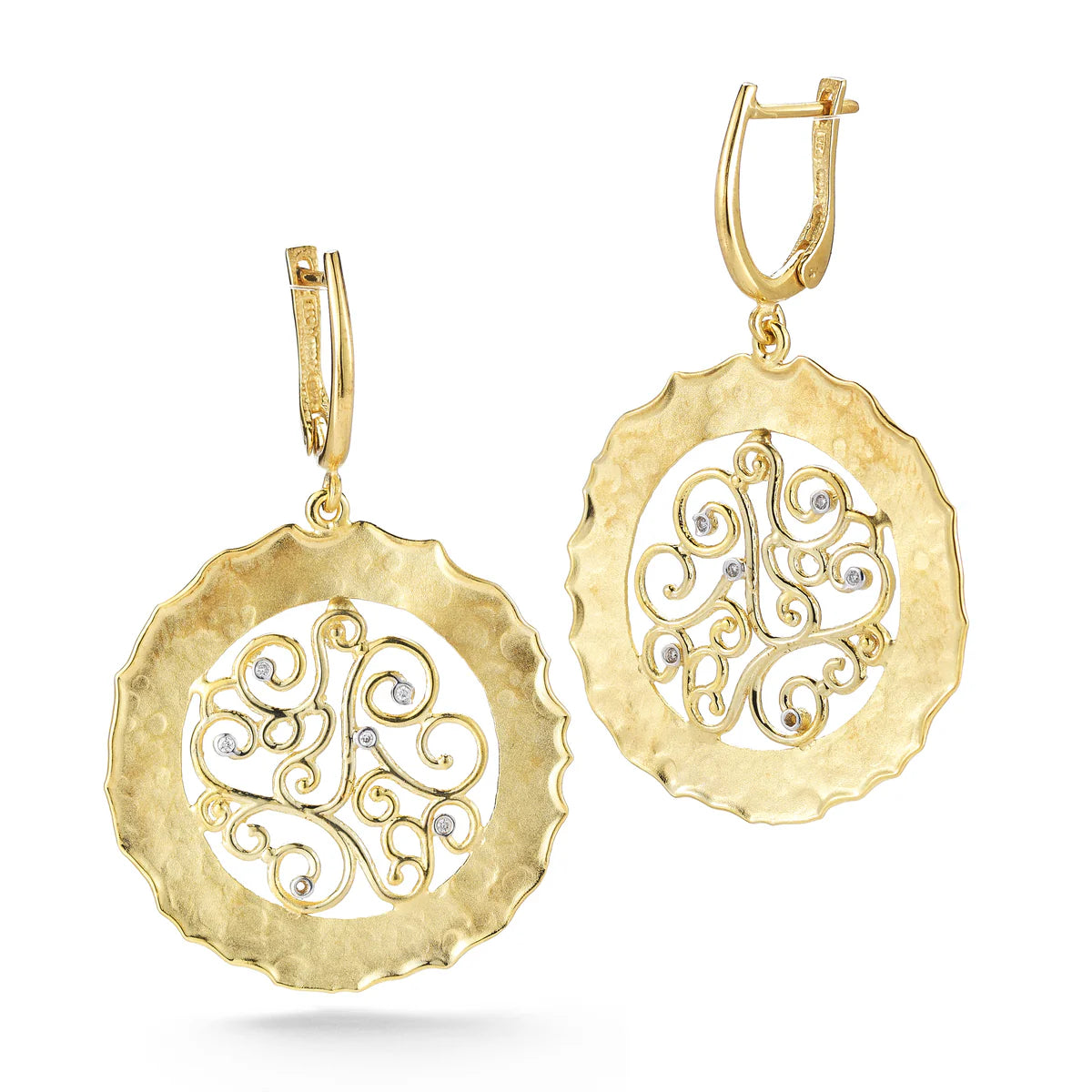 14K-Y FILIGREE EARR., 0.10CT