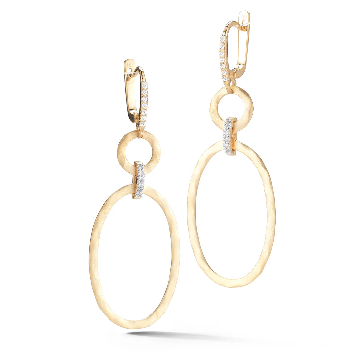 14K-Y DANGLING OVAL EARR., 0.20CT