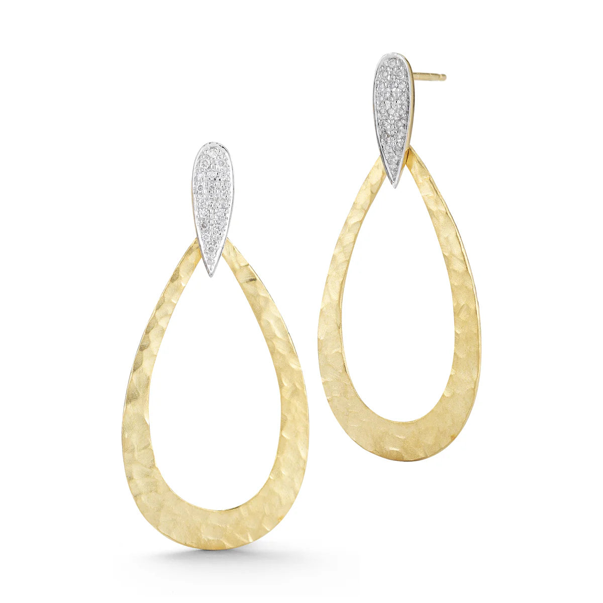 14K-Y GALLERY TEAR-DROP EARR., 0.20CT