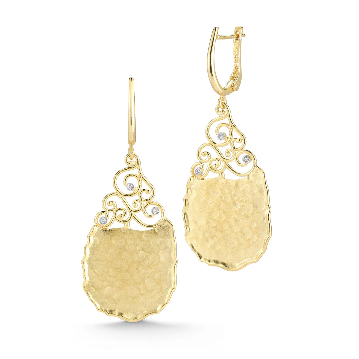 14K-Y FILIGREE EARR., 0.05CT