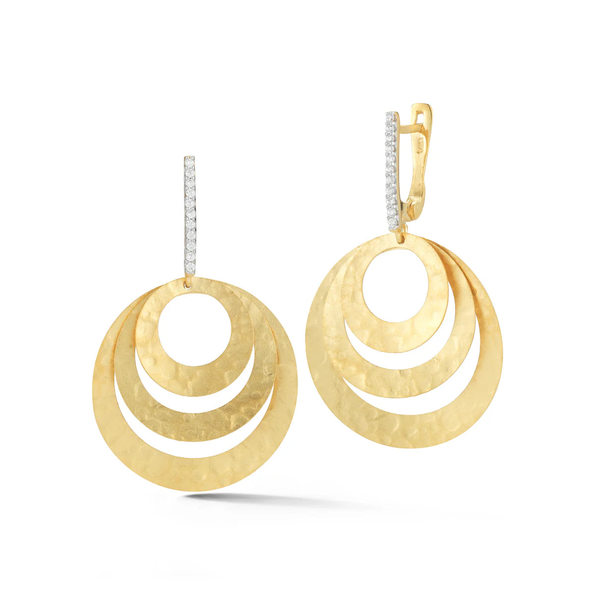 14K-Y CONCENTRIC CIRCLE EARR., 0.15CT