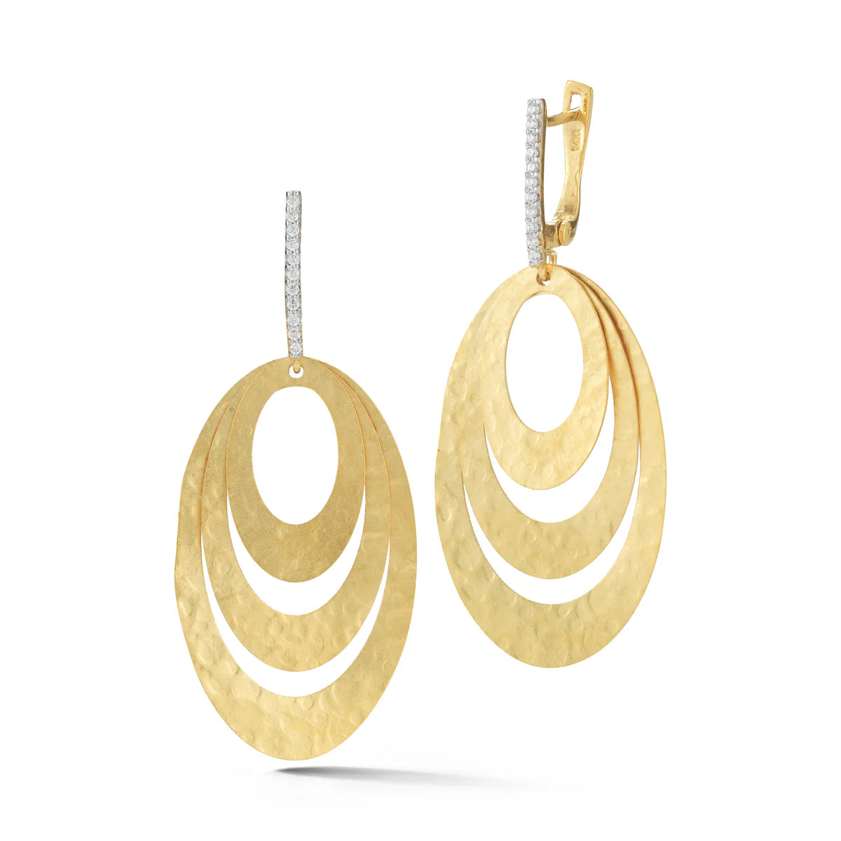 14K-Y CONCENTRIC OVAL EARR., 0.15CT