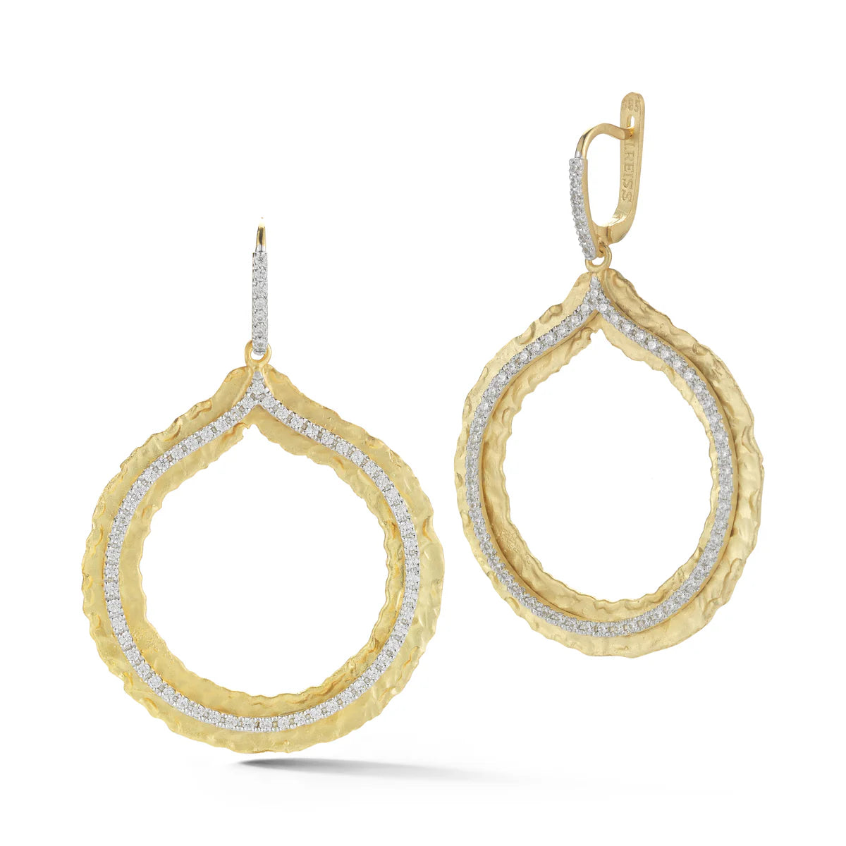 14K-Y DANGLING EARR., 1.00CT