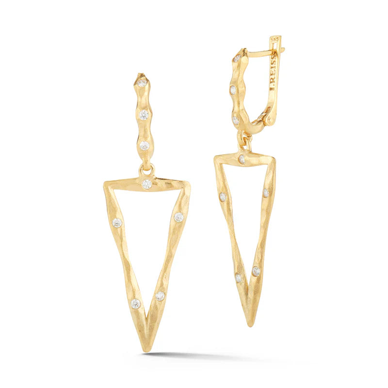 14K-Y OPEN TRI. EARR., 0.30CT