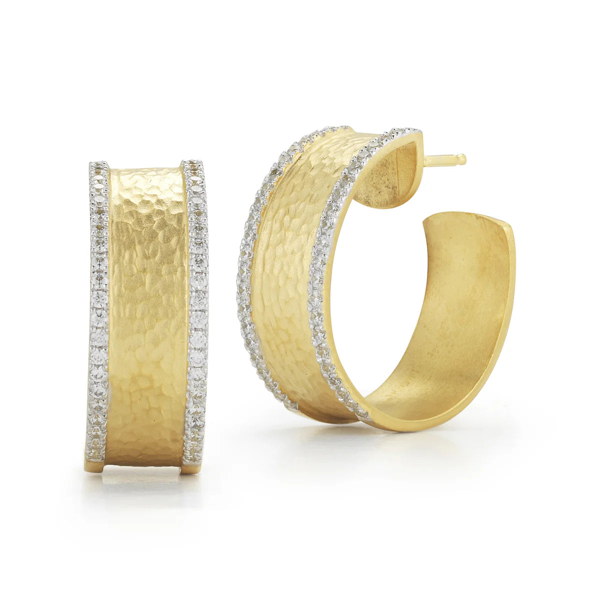 14K-Y LRG HMMRD HOOP EARR., 0.70CT