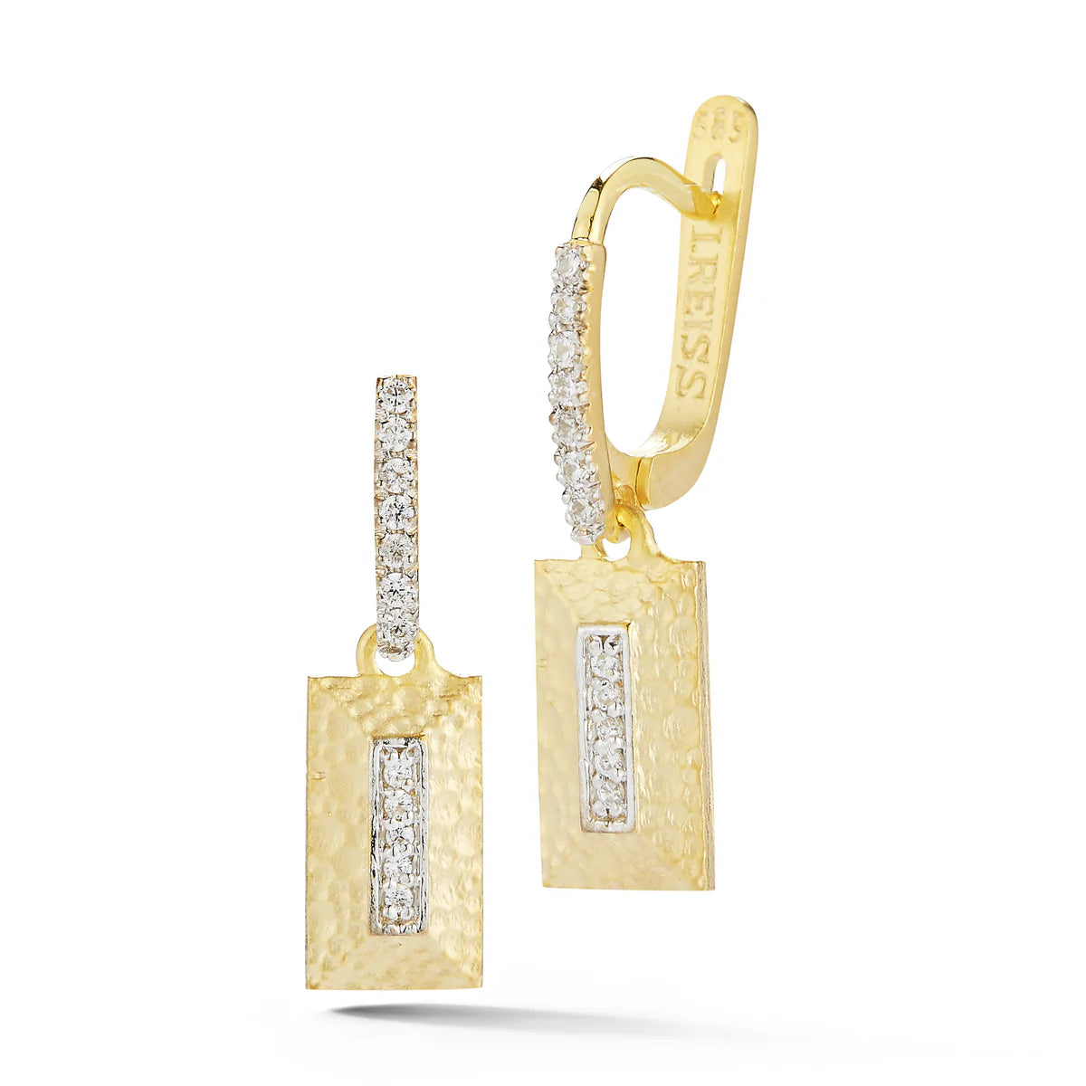 14K-Y REC. EARR., 0.15CT