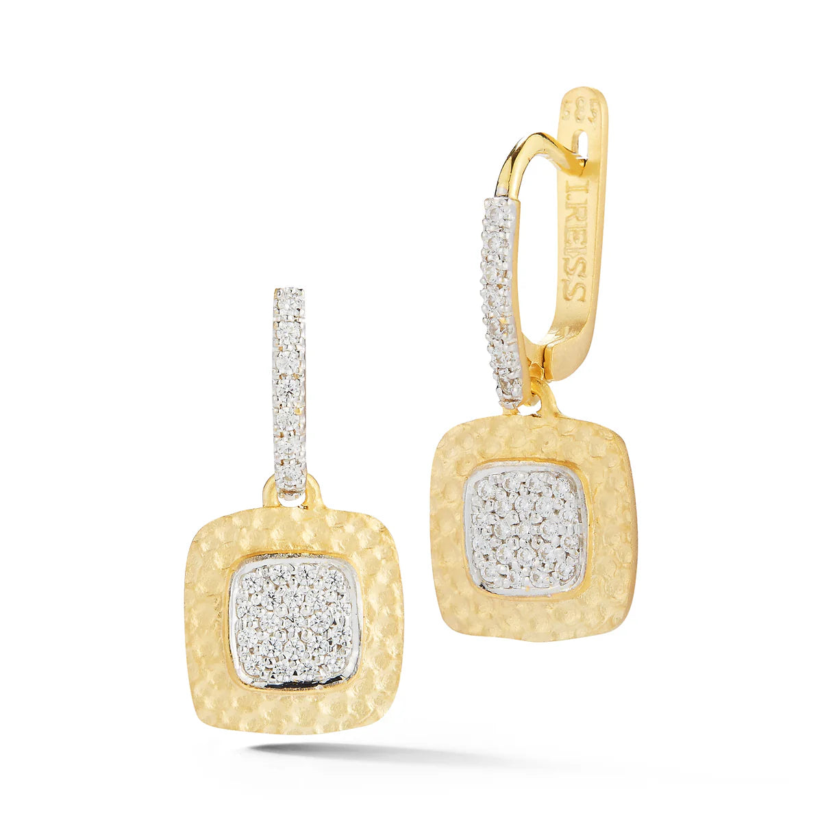 14K-Y SQUARE EARR., 0.35CT