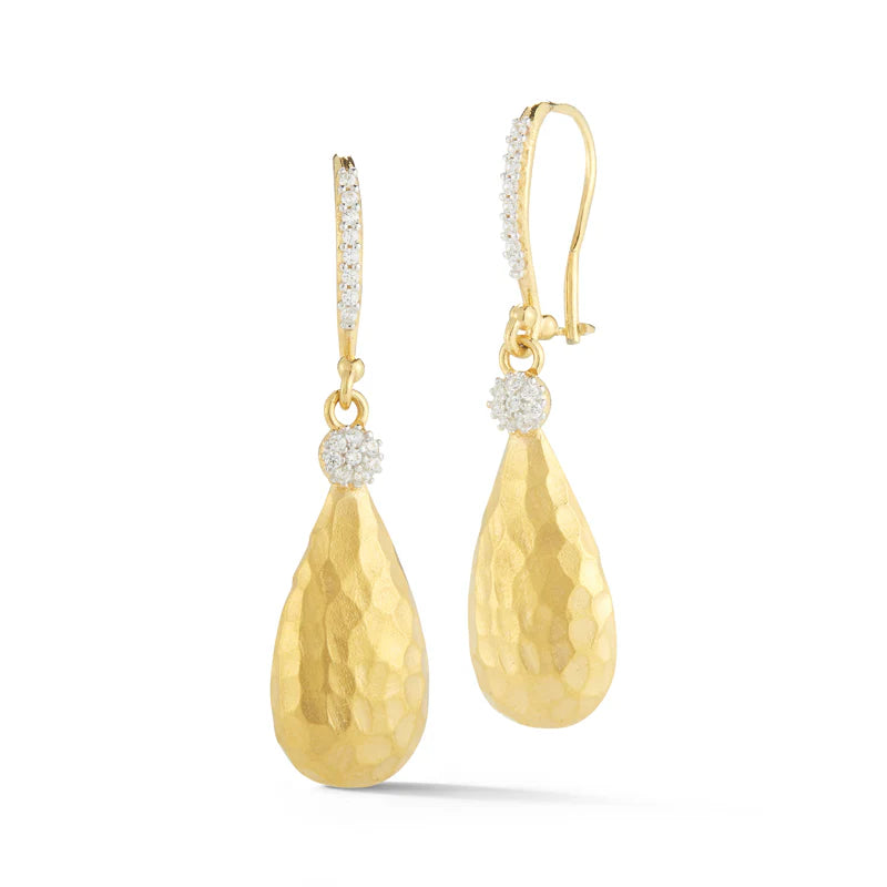 14K-Y TEAR-DROP EARR., 0.20CT