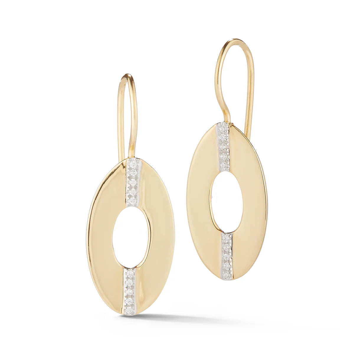 14K-Y OPEN OVAL EARR., 0.15CT
