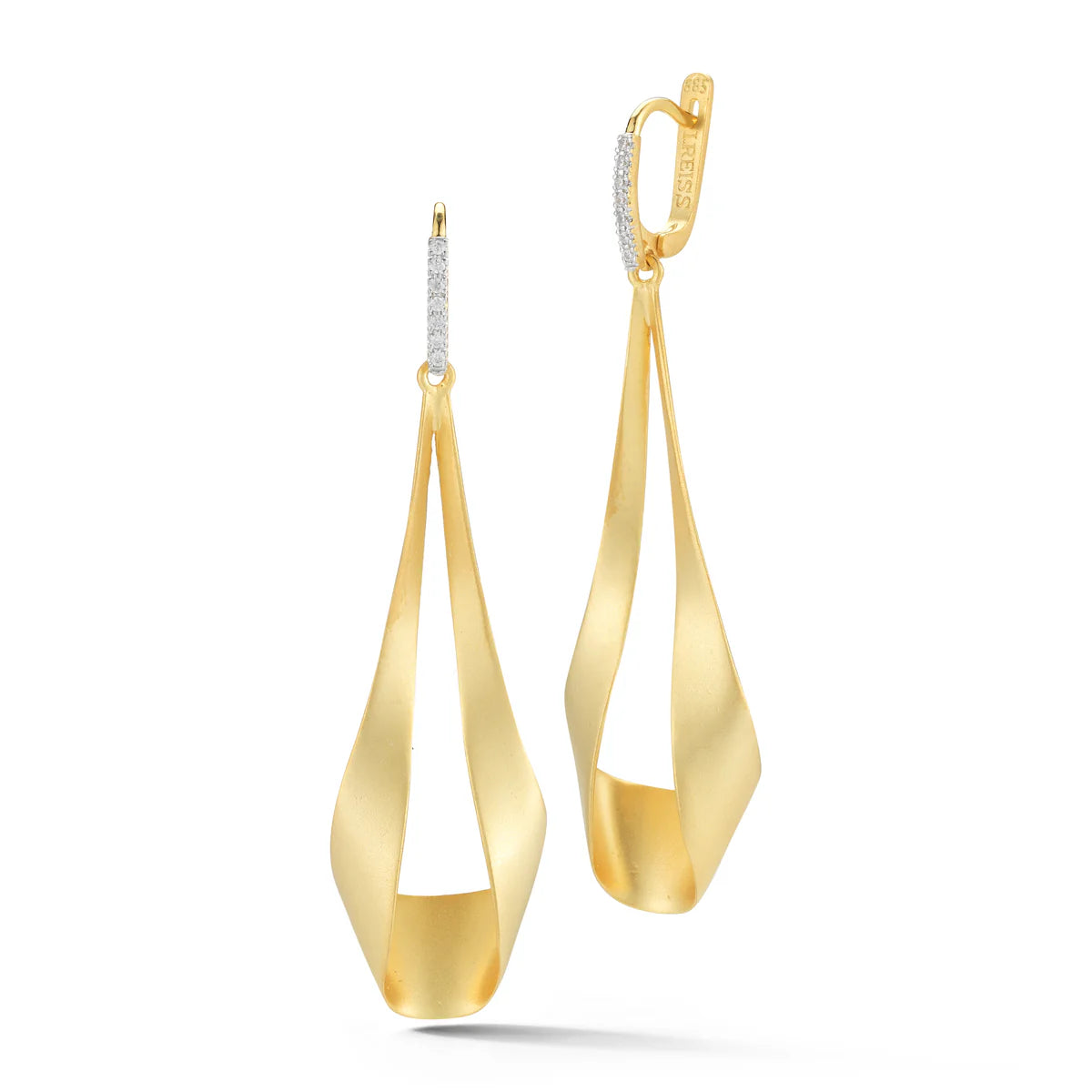 14K-Y DANGLING EARR., 0.15CT