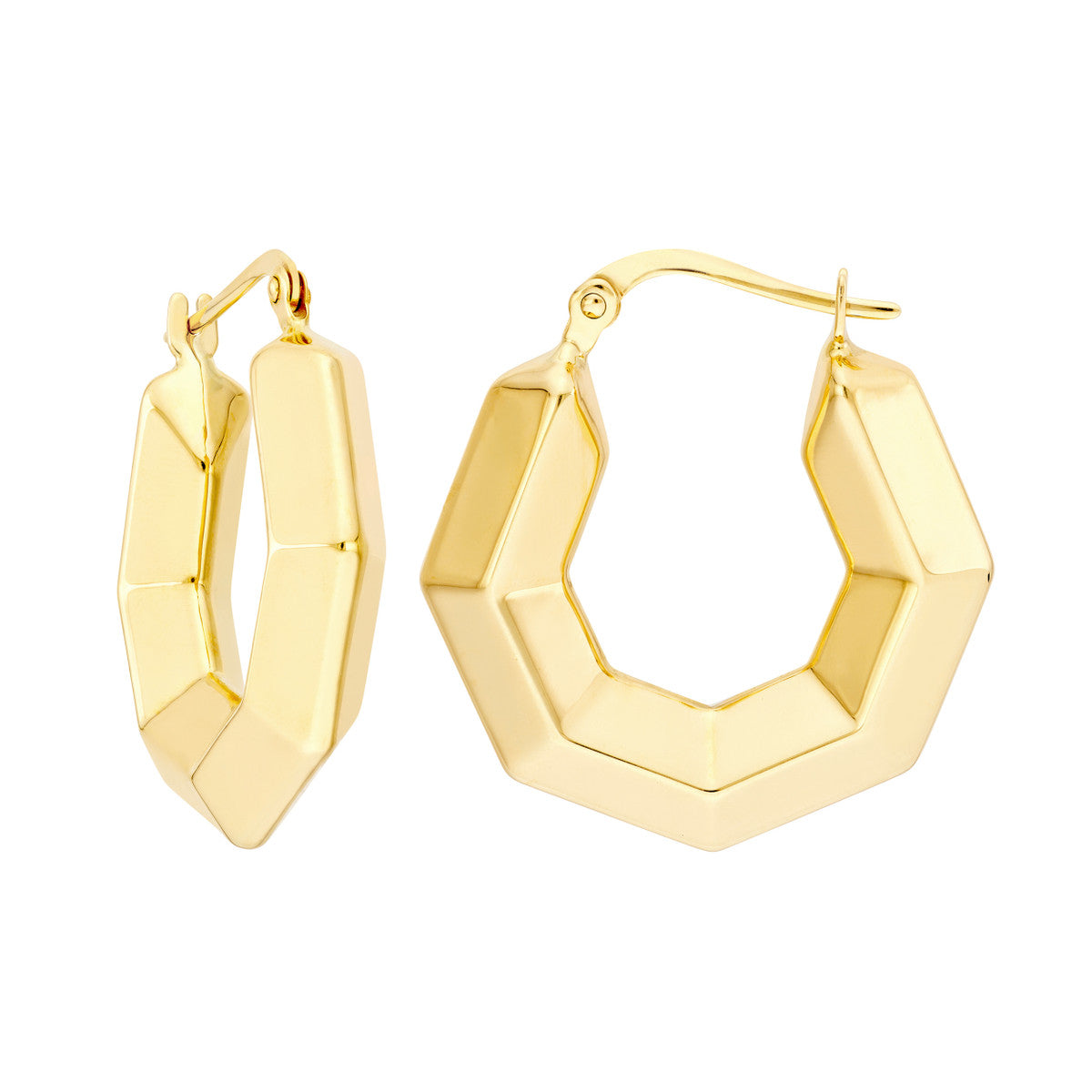 3D Hexagon Hoops Earrings