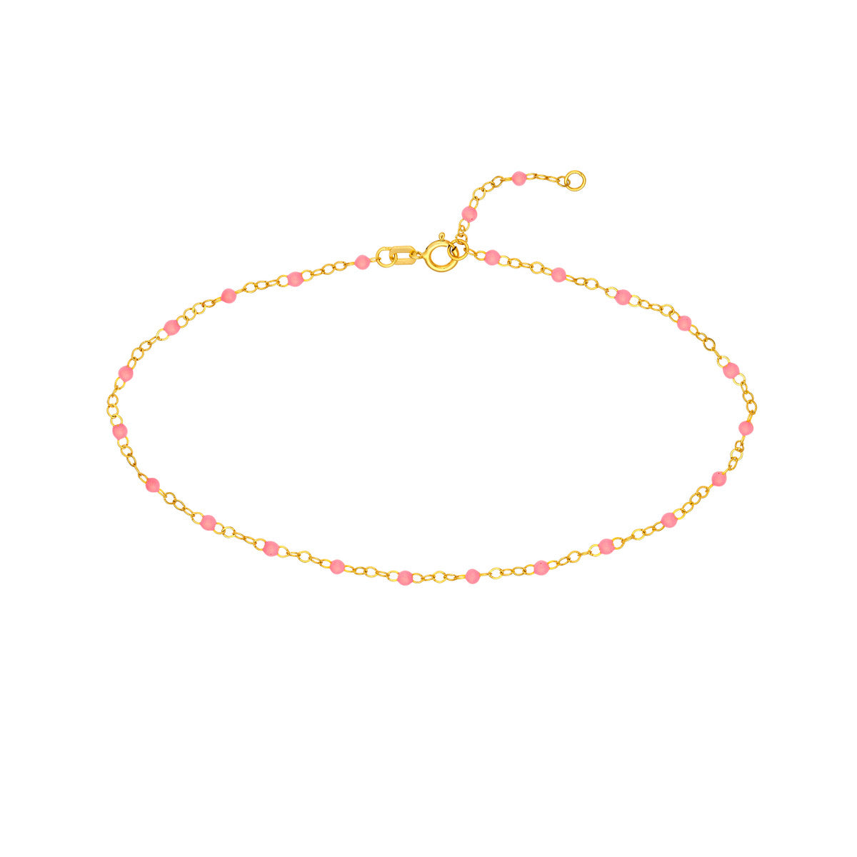 Baby Pink Enamel Bead Piatto Chain Heramythras Anklet Midas