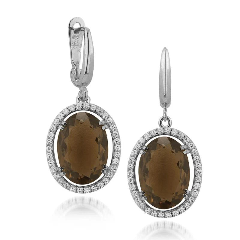 14K-Y SMOKEY TOPAZ GALLERY EARR. 1.00CT