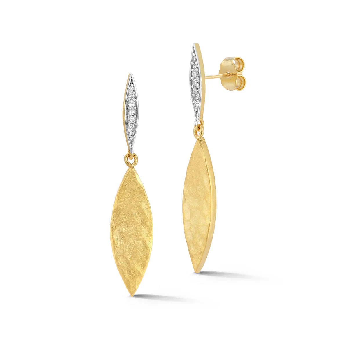 14K Gold 0.10 ct. tw. Dangling Leaf Earrings