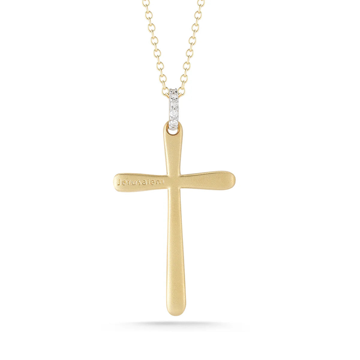 14K-Y CROSS PEND., 0.05CT