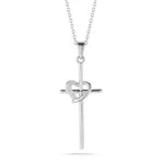 14K-Y CROSS & HEART PEND., 0.04CT