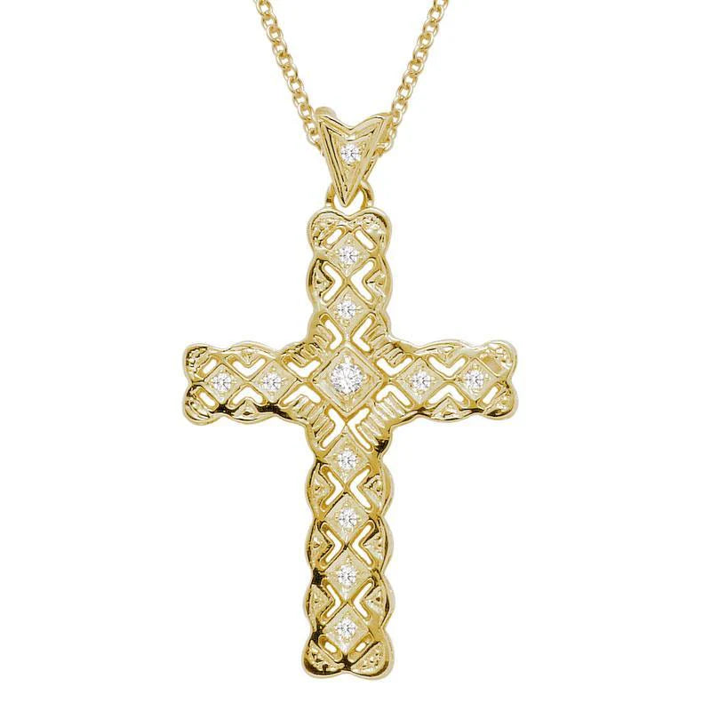 14K-Y CROSS PEND., 0.20CT