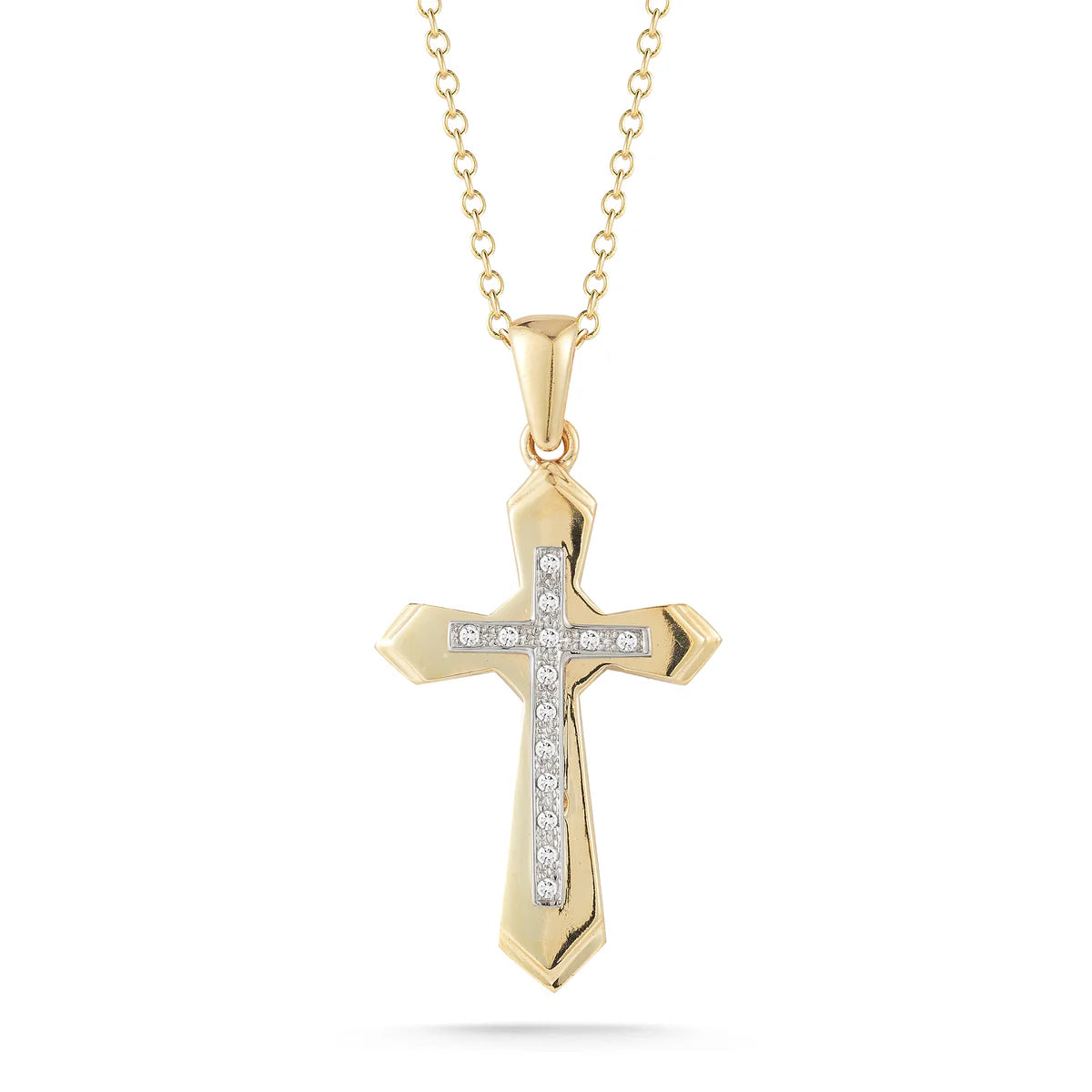 14K-Y JERUSALEM CROSS PEND., 0.10CT