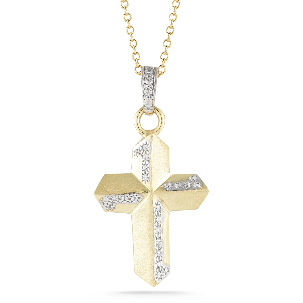 14K-Y CROSS PEND., 0.20CT