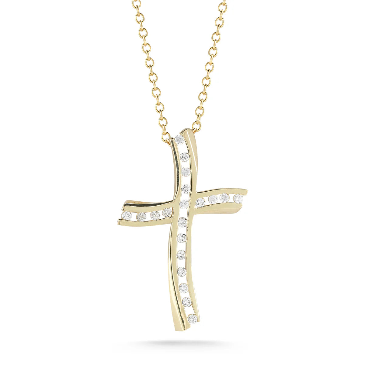 14K-Y CROSS PEND., 0.20CT