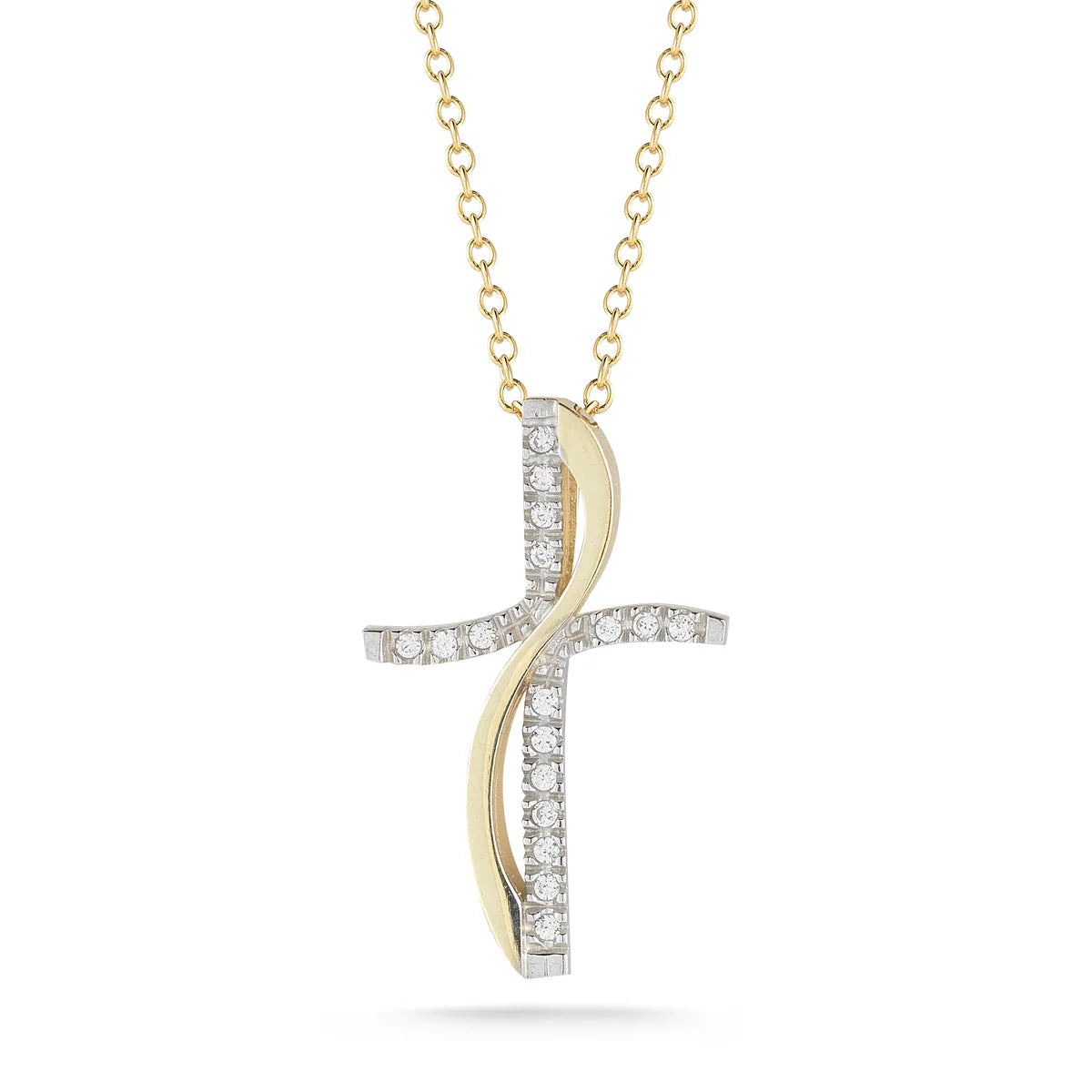 14K-Y CROSS PEND., 0.15CT