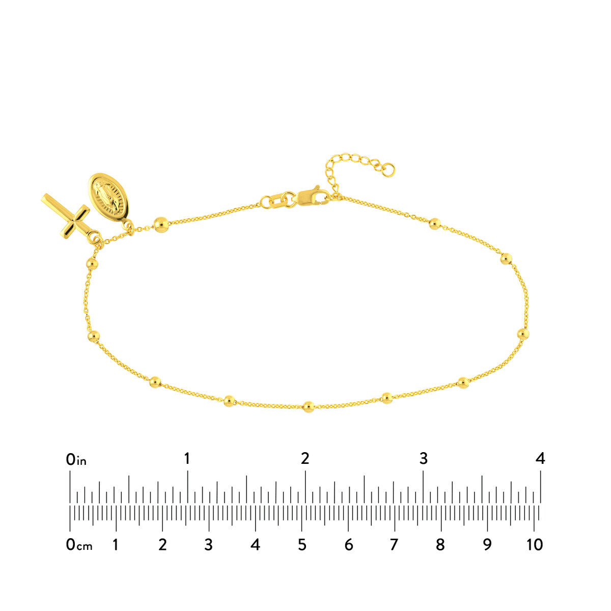 Virgin Mary and Cross Adjustable Anklet