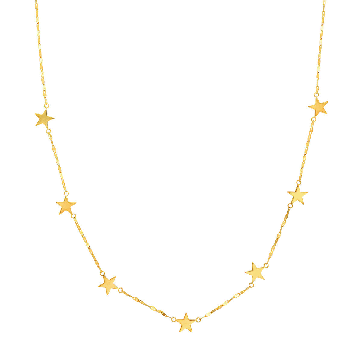 Flat Mariner Chain Star Stations Necklace