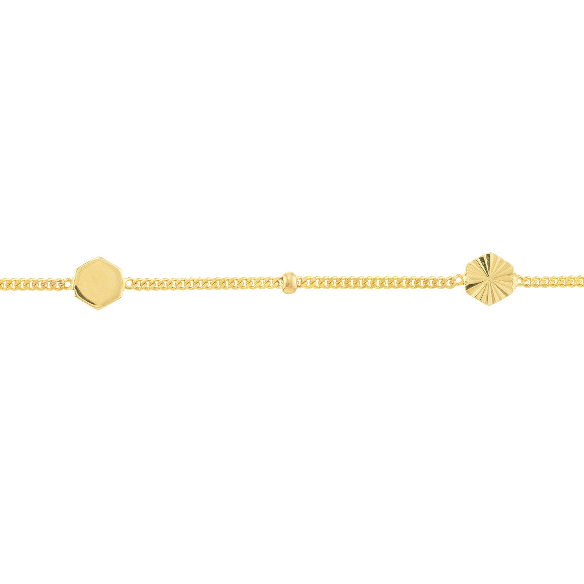 Fluted/Polished Hexagon Adjustable Anklet