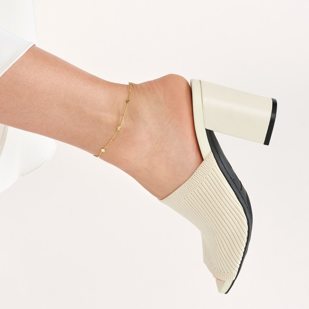 Fluted/Polished Hexagon Adjustable Anklet